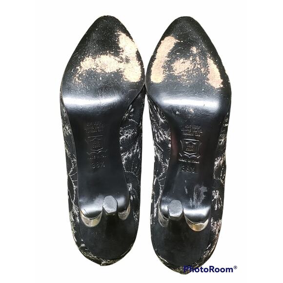 Linea Wallys Venezia Embroidered Cloth Floral Design High Heels - Size 7.5 Shoes - Picture 7 of 10